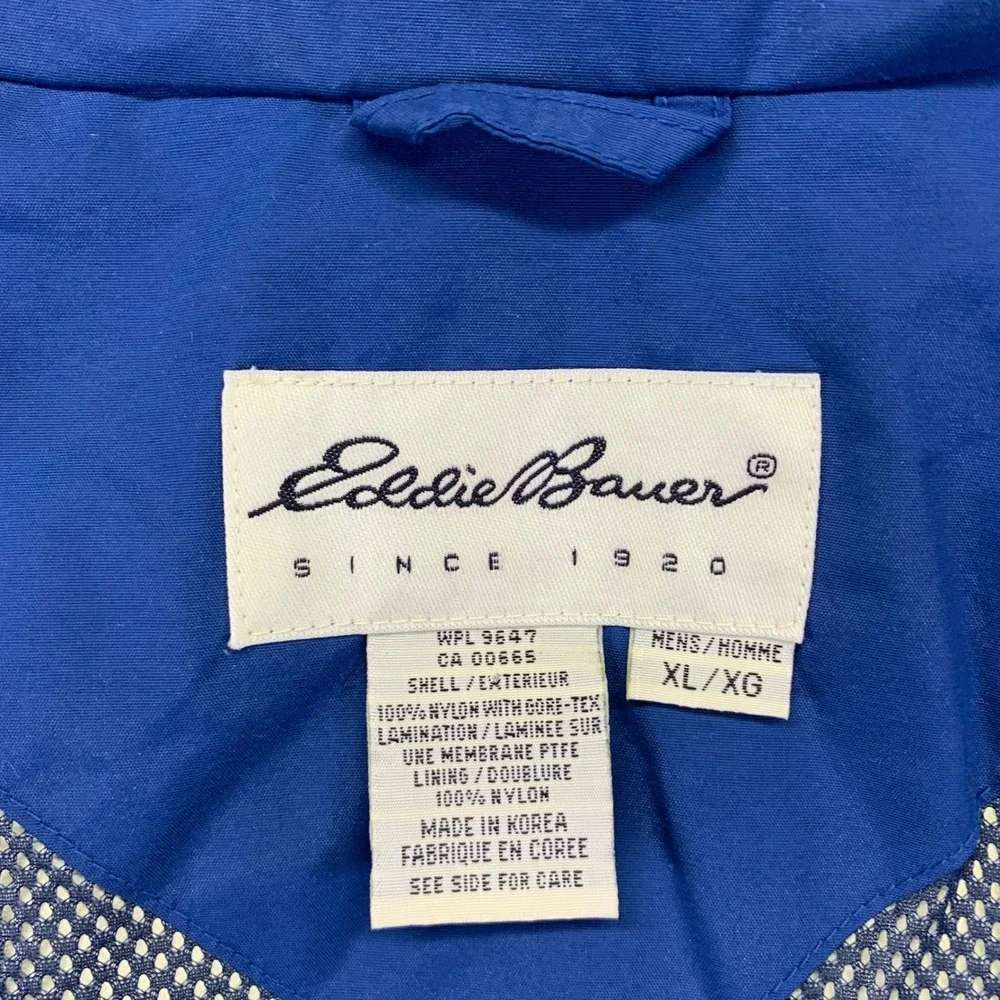 Vintage Eddie Bauer Gore Tex Jacket Mens XL Blue Hooded‎ Rain Nylon Waterproof - Picture 9 of 16